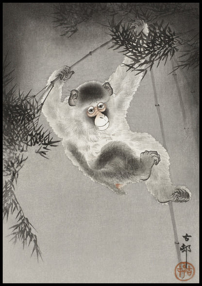 Plakat Małpa w Bambusowym Gaju - Koson Ohara